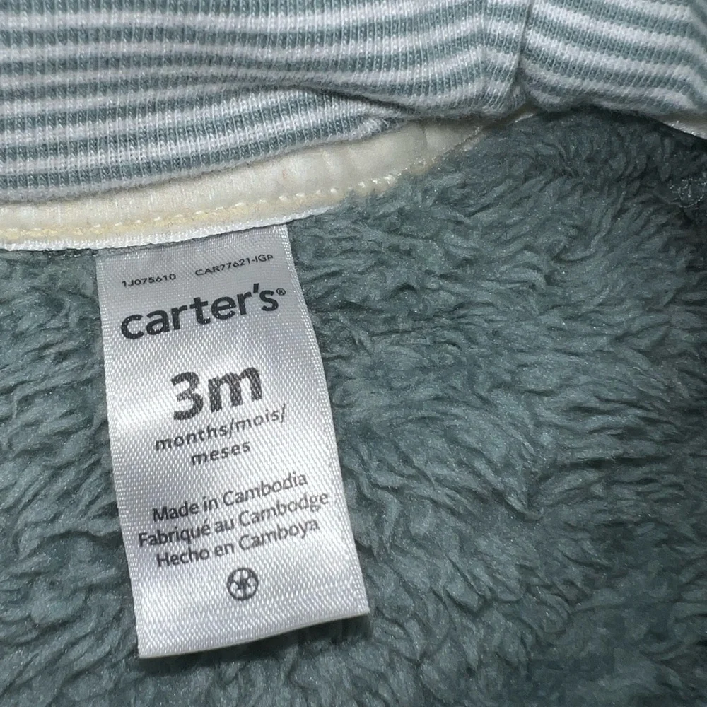 Boys, girls, unisex infant snowsuit, Carter's Fuzzy Teal snowsuit 3‎ Month